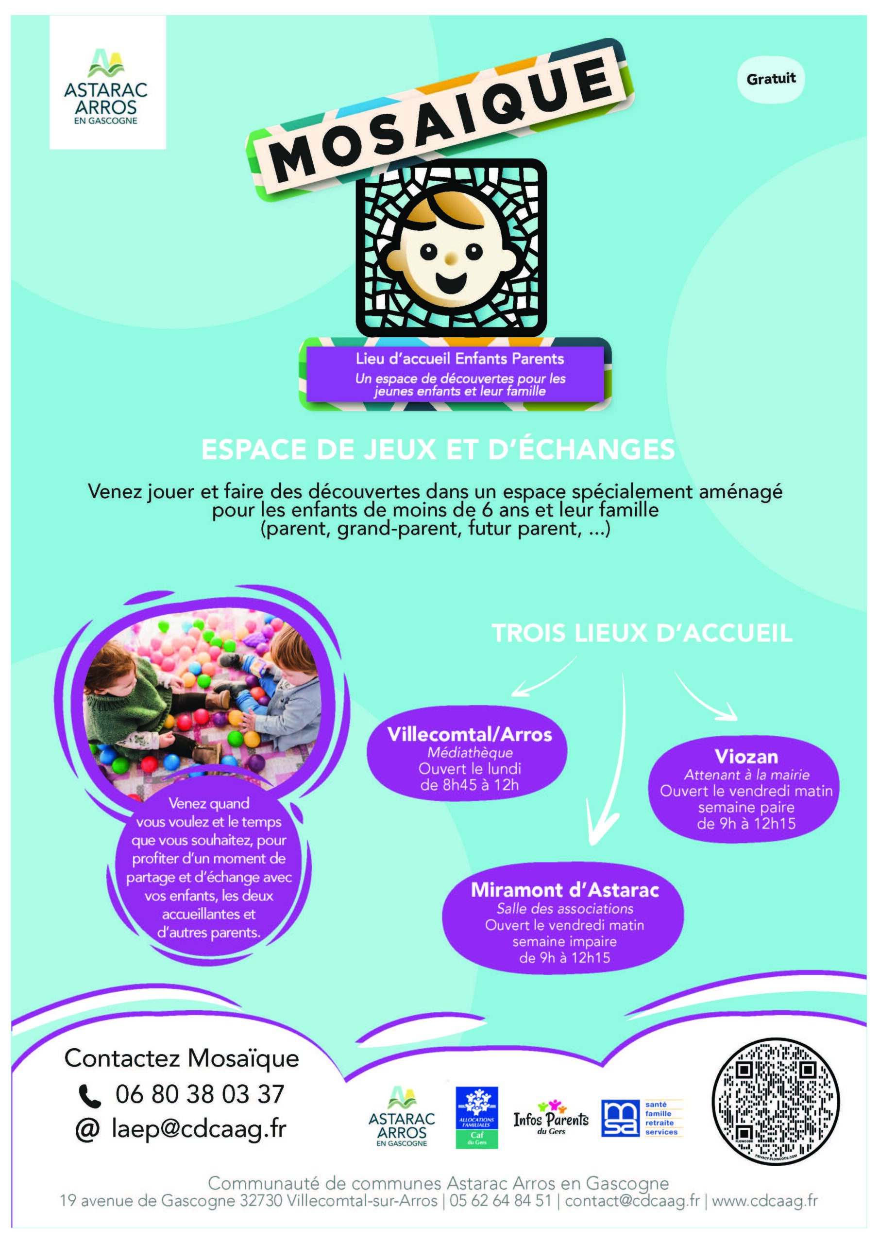 Mosaïque (le lieu d&rsquo;accueil enfants parents) est ouvert le mois de juillet !